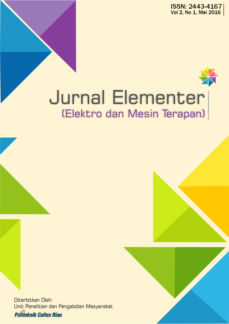 					View Vol. 2 No. 1 (2016): Jurnal Elektro dan Mesin Terapan (ELEMENTER)
				
